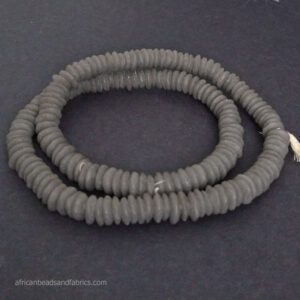 African-Beads-Ghana-Krobo-Ethnic-Recycled-Glass-Doughnut-Discs-Grey-10-to-11mm African-Beads-Ghana-Krobo-Ethnic-Recycled-Glass-Doughnut-Discs-Grey-10-to-11mm