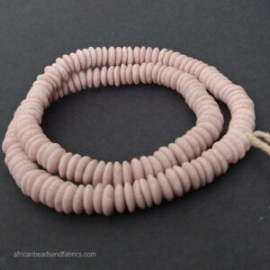 African-Beads-Ghana-Krobo-Ethnic-Recycled-Glass-Doughnut-Discs-Pale-Pink-10-to-11mm African-Beads-Ghana-Krobo-Ethnic-Recycled-Glass-Doughnut-Discs-Pale-Pink-10-to-11mm