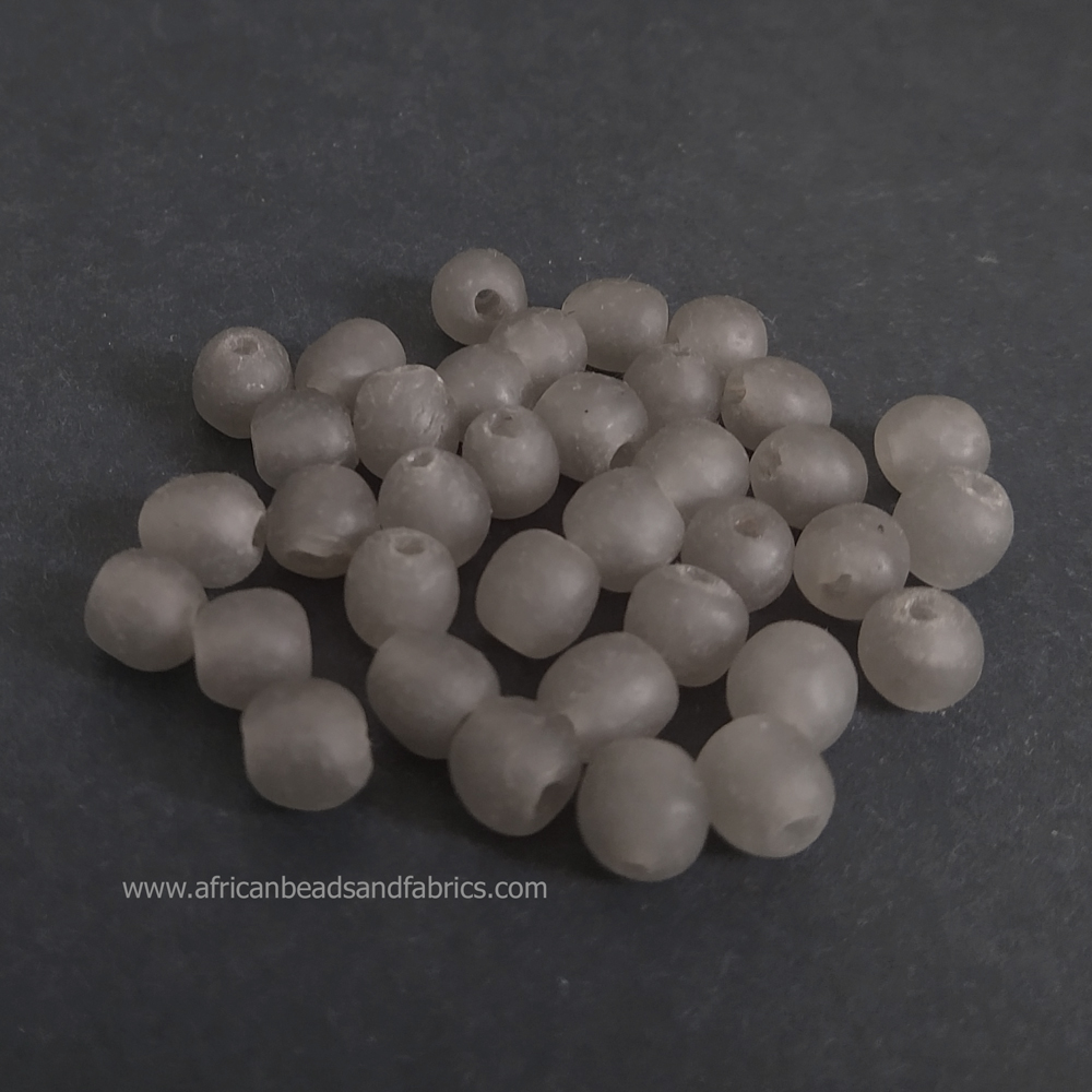 African-Beads-Ghana-Krobo-Recycled-Glass-7-8mm-opaque-taupe-grey