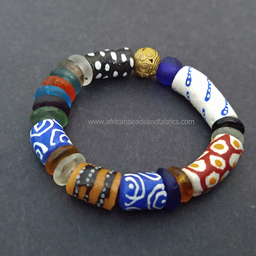 African-Bracelet-Krobo-recycled-Glass-tubes-and-brass-6-inches