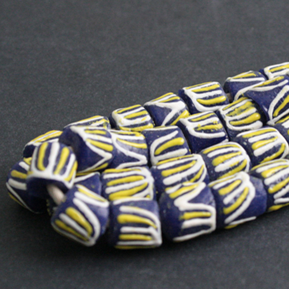African-Beads-Ghana-Krobo-Chunky-Short-tubes-12–to-14-mm-Cobalt-Blue-