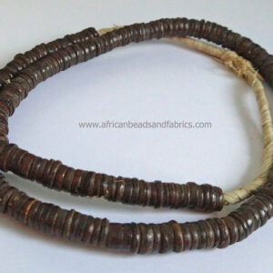 African-Beads-Kenyan-Bone-Dark-Brown-Disc-8-to-9mm-single-strand