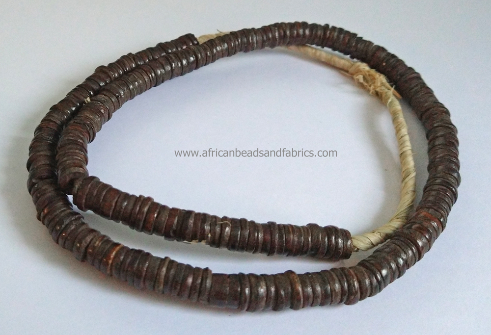 African-Beads-Kenyan-Bone-Dark-Brown-Disc-8-to-9mm-single-strand
