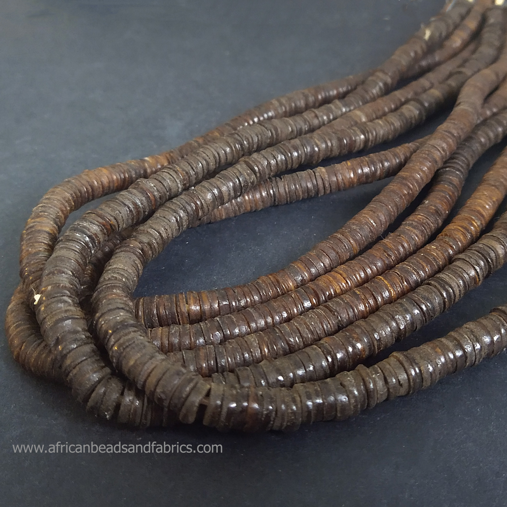 African-Beads-Kenyan-Bone-Dark-Brown-Disc-8-to-9mm-strand