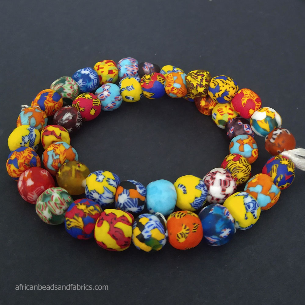 Afican-Beads-Ghana-Refashioned-Glass-Round-13-to-14mm