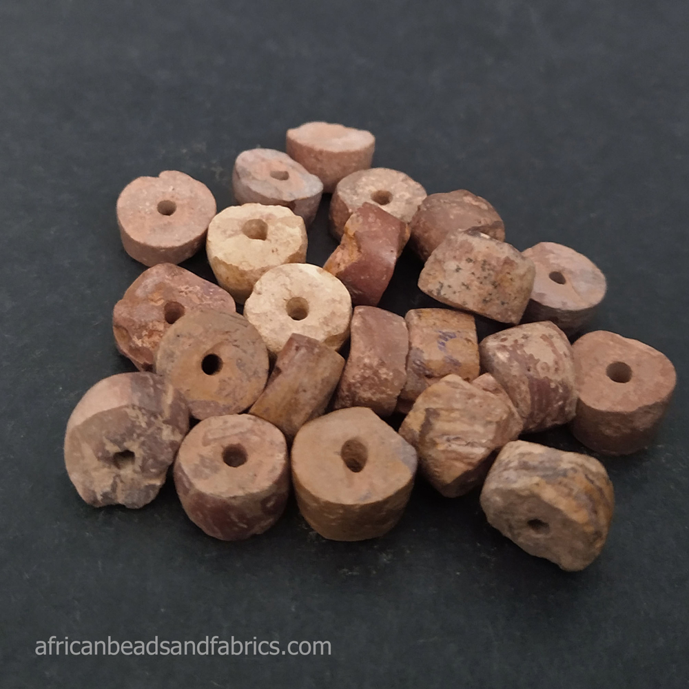 African Natural Bauxite Stone Beads, Handmade, Earthy Colours African