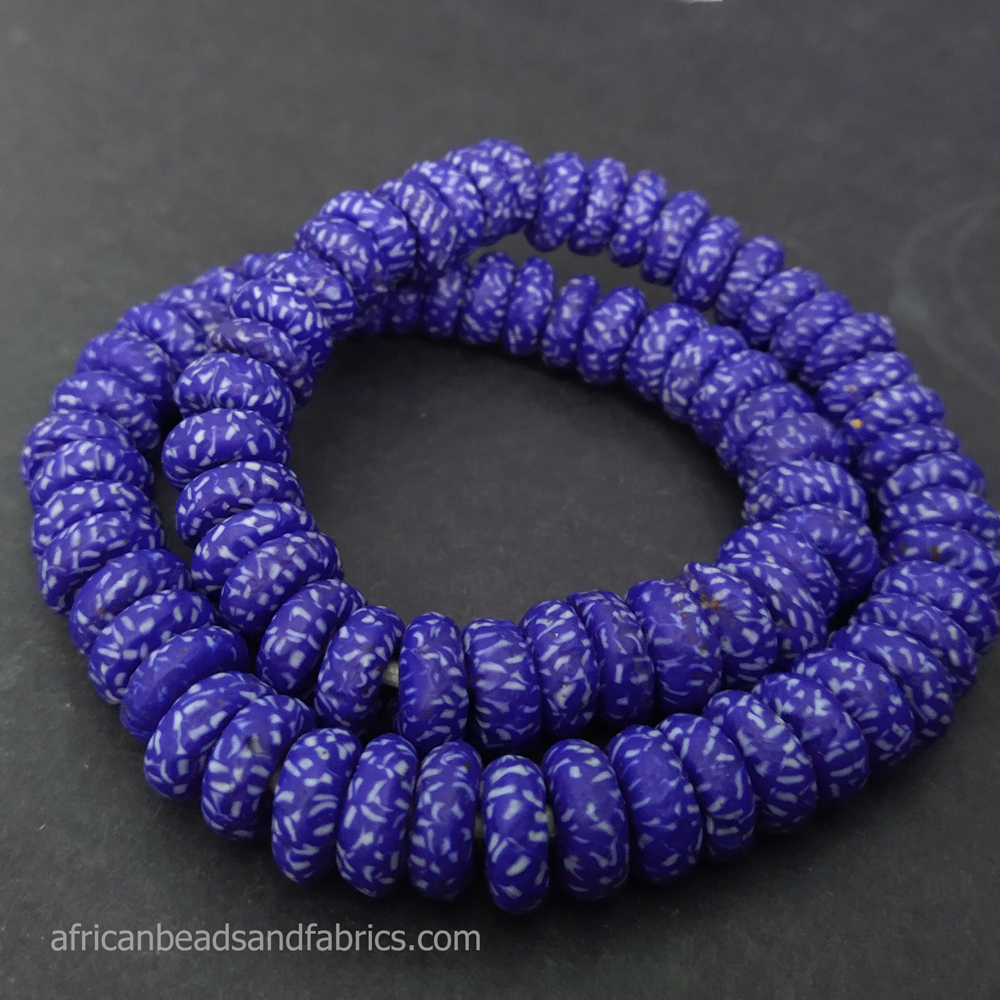 African-Disc-Beads-Ghana-Krobo-Refashioned-Glass-Spacers-13mm-Deep-blue