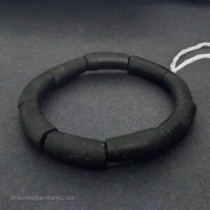 Black African Tube Beads Ghana Krobo Recycled Glass 28mm single