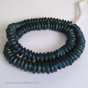 African-Beads-Disc-Doughnut-Spacers-Recycled-Glass-Petrol-Blue African-Beads-Disc-Doughnut-Spacers-Recycled-Glass-Petrol-Blue