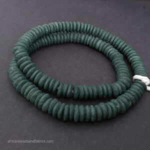 African-Beads-Ghana-Krobo-Ethnic-Recycled-Glass-Doughnut-Discs-10-to-11mm-dark-green African-Beads-Ghana-Krobo-Ethnic-Recycled-Glass-Doughnut-Discs-10-to-11mm-dark-green