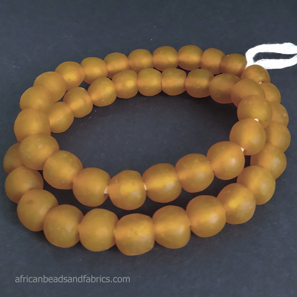 African-Beads-Ghana-Krobo-Recycled-Glass-14-mm-Pale Orange