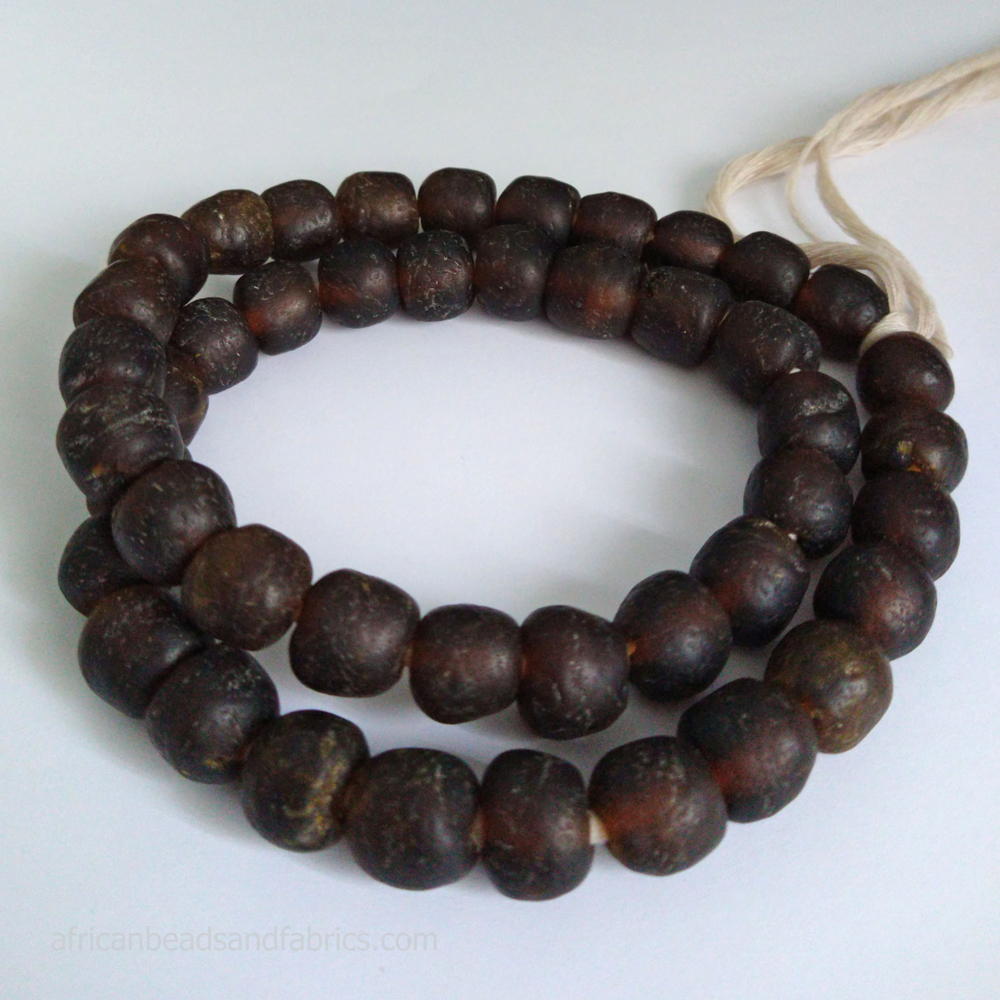 African-Beads-Ghana-Krobo-Recycled-Glass-Dark-Gold-14-mm-
