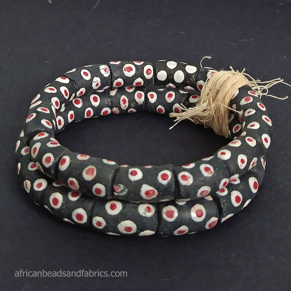 African-Glass-Tube-Beads-Black-Red-white