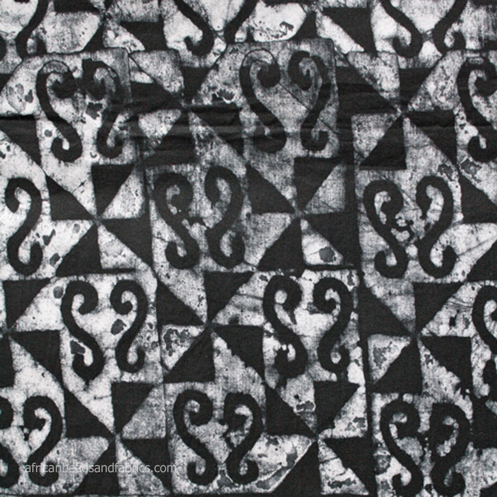 African Batik Fabric Black and White Cotton
