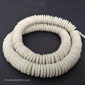 African-Beads-Ghana-Krobo-Ethnic-Recycled-Glass-Doughnut-Discs-White