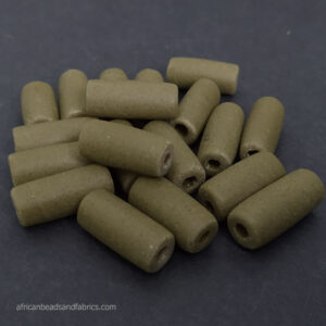 African-Recycled-Glass-Tube-Beads-Cylindrical-Speckled-Army-Green African-Recycled-Glass-Tube-Beads-Cylindrical-Speckled-Army-Green