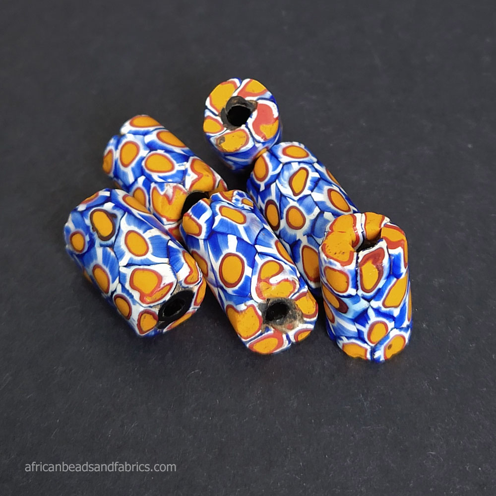 African-Trade-Beads-Venetian-Millefiori-Blue-Pack-of-6-2