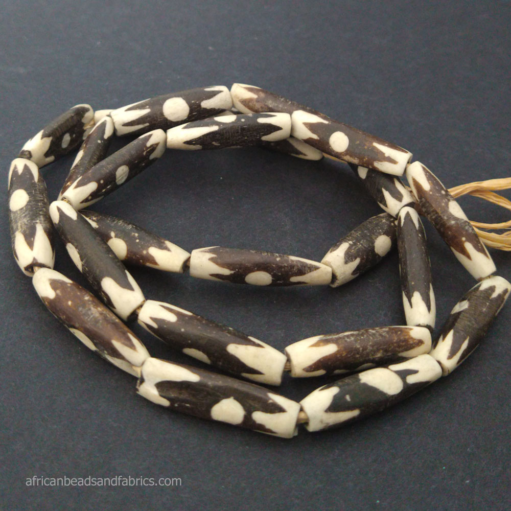 African Bone Beads Batiked Dot Jagged Design – African Beads & Fabrics