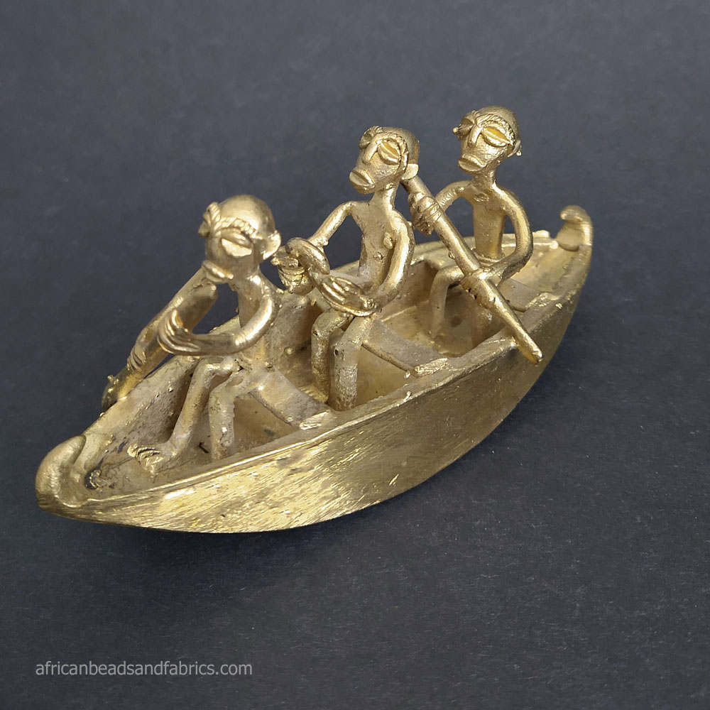 AfricanBrassCanoeBoatMen02 African Beads & Fabrics