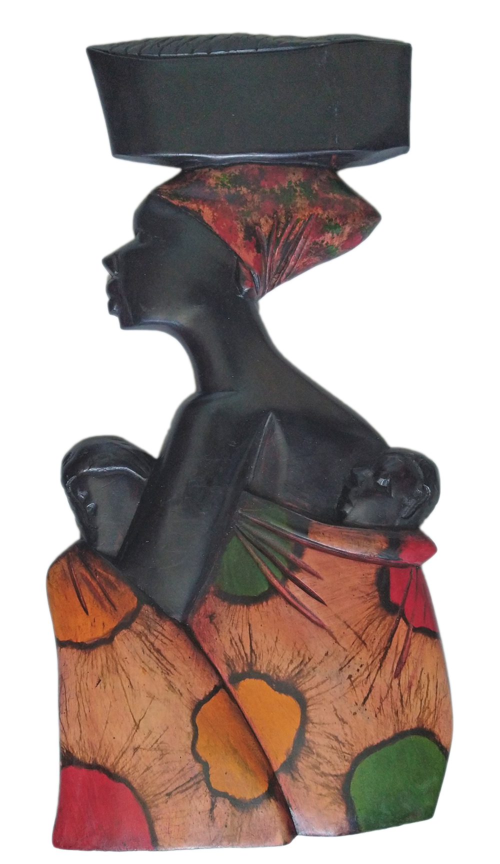 Wall-Plaque-Solid-Wood-African-Mum-Twin-Babies