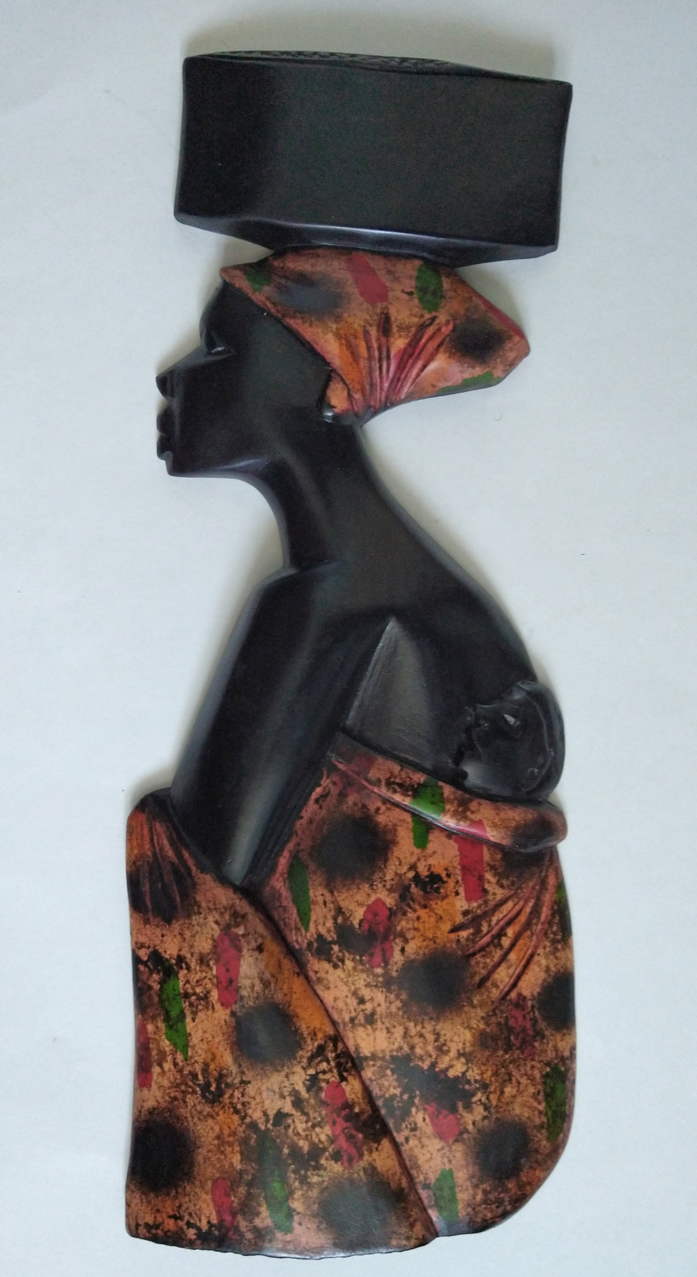Wall-Plaque-Solid-Wood-African-Mum-and-Baby-Printed-Cloth