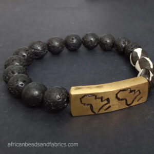 Mens-Bracelet-Lava-and-Bone-with-Africa-Brass Mens-Bracelet-Lava-and-Bone-with-Africa-Brass