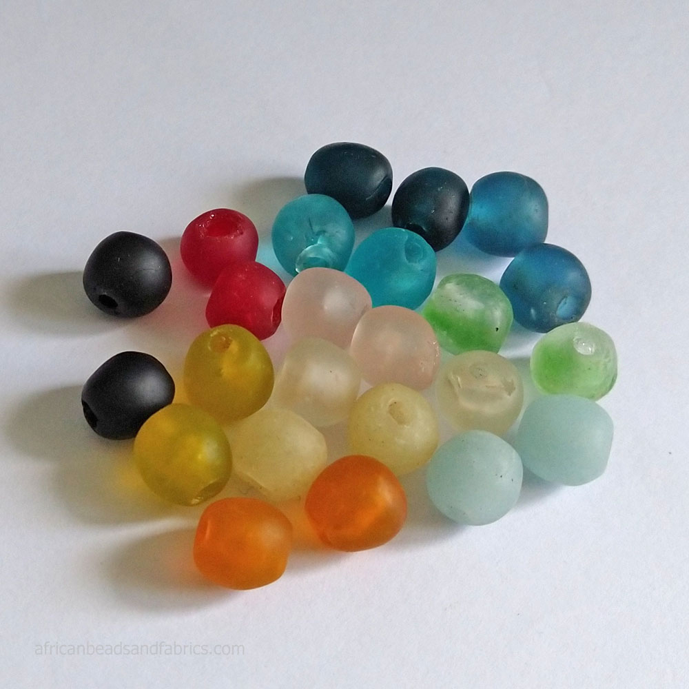 African-Beads-Ghana-Krobo-Recycled-Glass-Round-10-to-11mm-mixed-lot-1