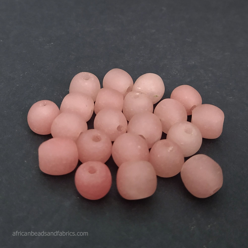 Pink African Glass Beads Ghana Krobo Handmade Round 12 to 12mm