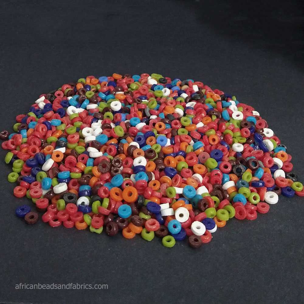 African Disc Spacer Glass Beads 6 to 8mm multi mix