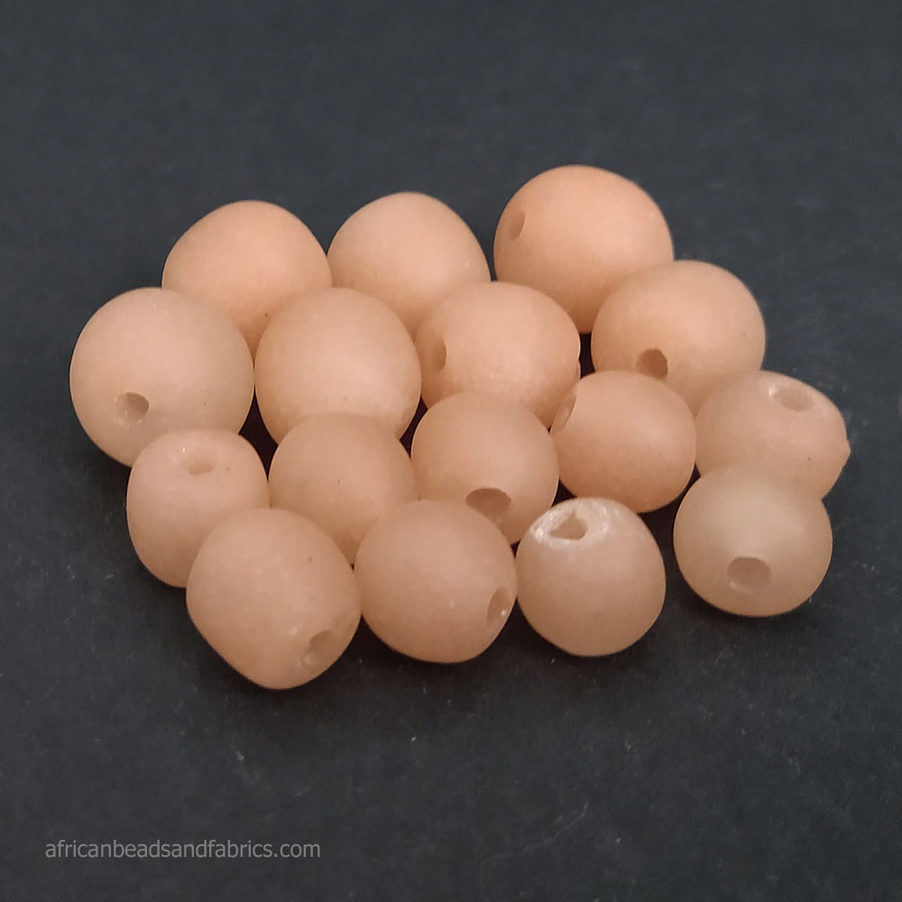 African Glass Beads Peach 12 to 17mm Handmade