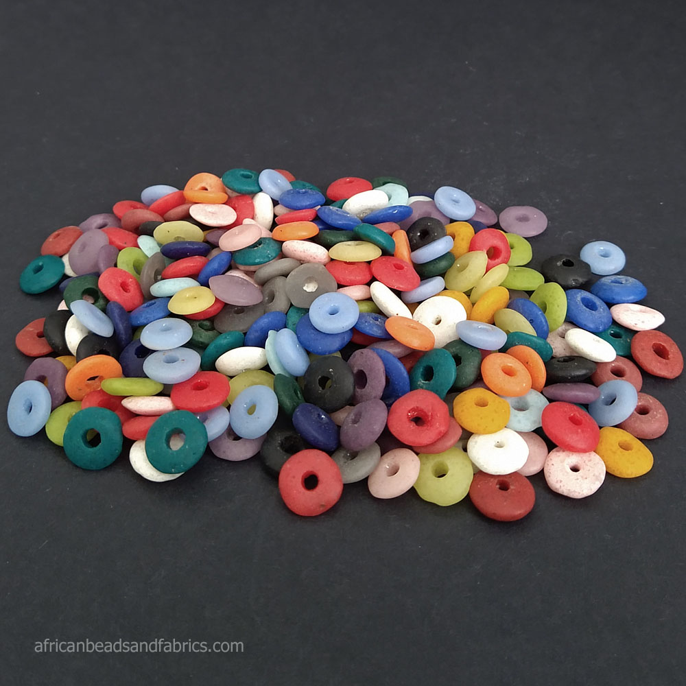 African Glass Spacer Beads 10 to 12mm mixed lot