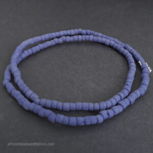 Blue African Tube Beads Ghana Krobo Recycled Glass 4 to 6mm