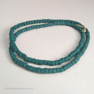 Small African Recycled Glass Tube beads pale teal