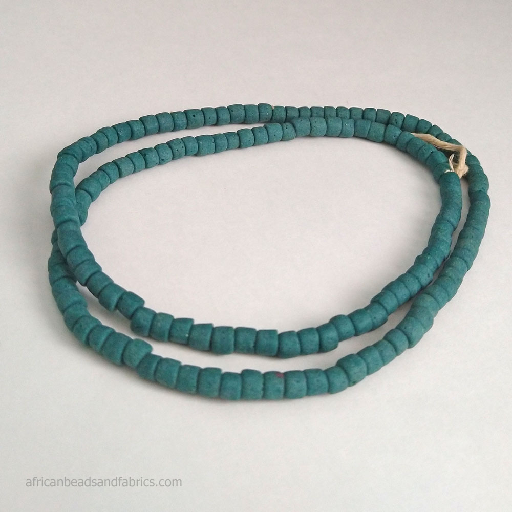 Small African Recycled Glass Tube beads pale teal Small African Recycled Glass Tube beads pale teal
