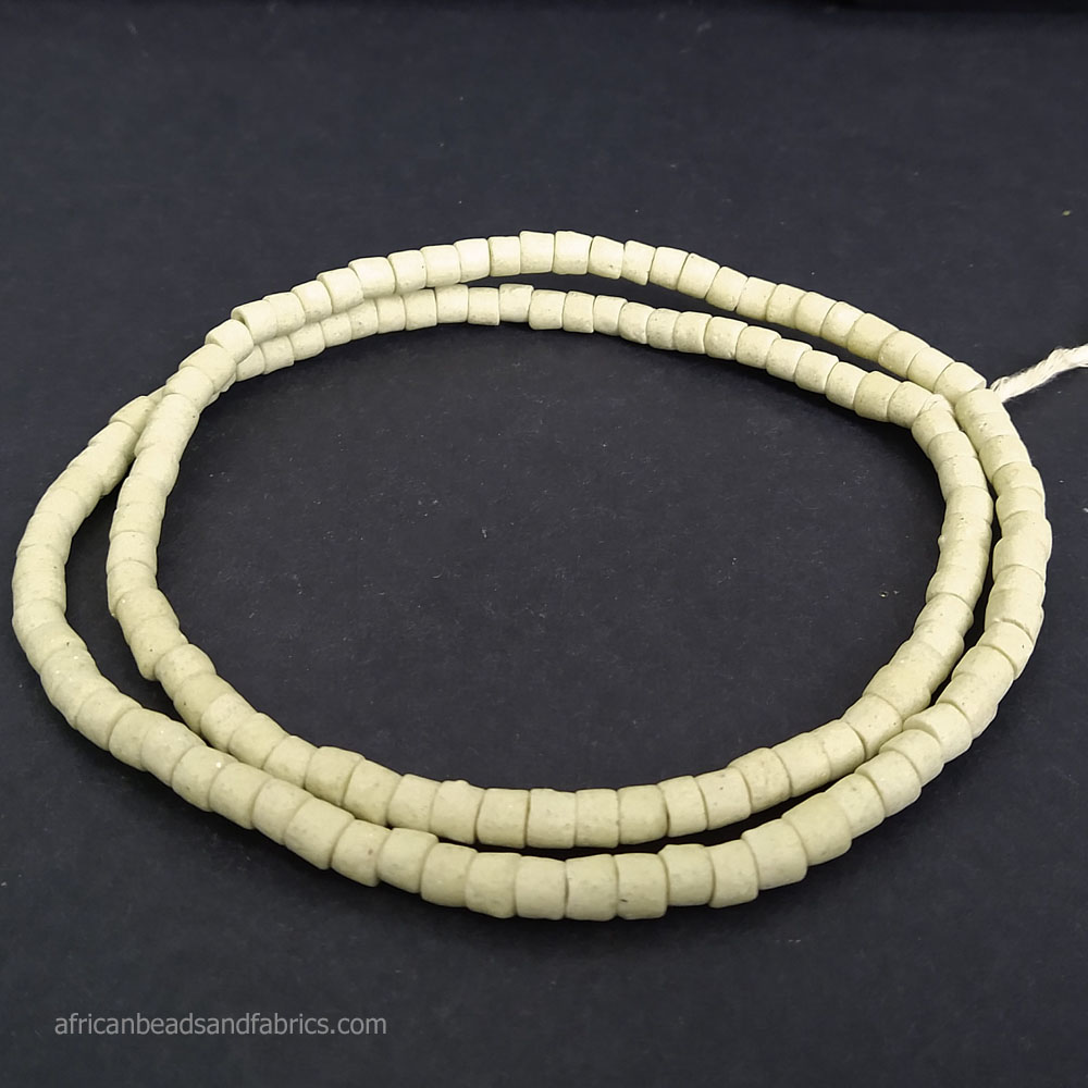 Small African beads Krobo Recycled Glass Spacers 5 to 6mm custard