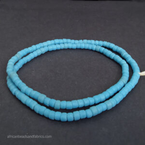 Small African beads Krobo Recycled Glass Spacers 5 to 6mm light blue Small African beads Krobo Recycled Glass Spacers 5 to 6mm light blue