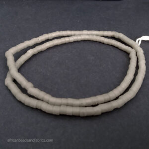 Small African beads Krobo Recycled Glass Spacers 5 to 6mm taupe grey Small African beads Krobo Recycled Glass Spacers 5 to 6mm taupe grey
