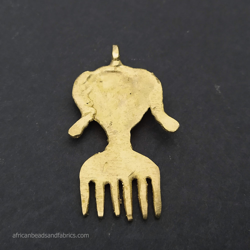 African Doll Brass Pendant back view