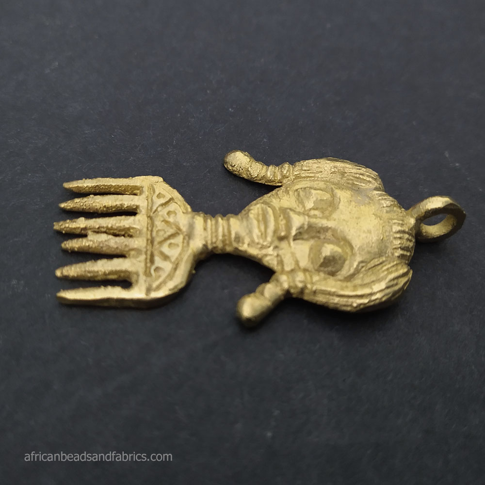 African Doll Brass Pendant side view