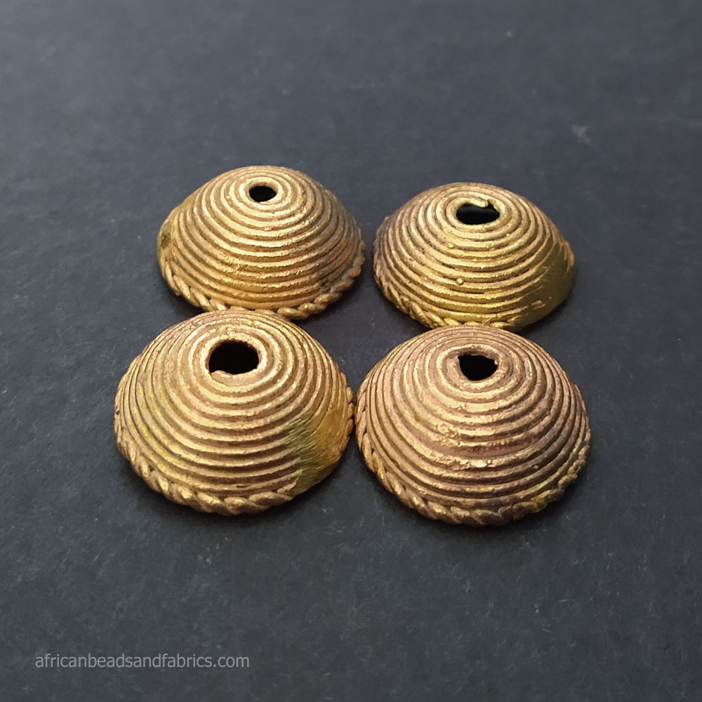 African brass bead caps copper and gold