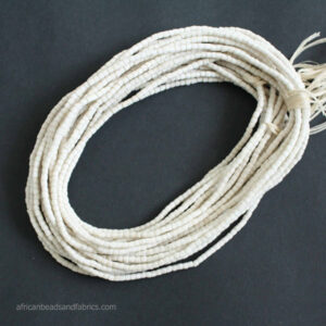 African waist seed beads Ghana Krobo Recycled Glass Handmade 3mm white