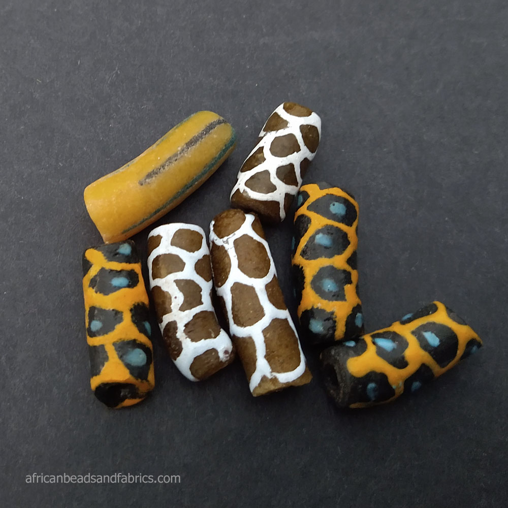 African Recycled Glass Krobo Ghana Beads Mixed Lot Gold