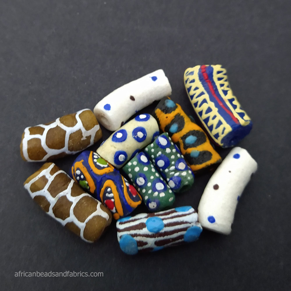 African Recycled Glass Krobo Ghana Beads Mixed Lot Mixed