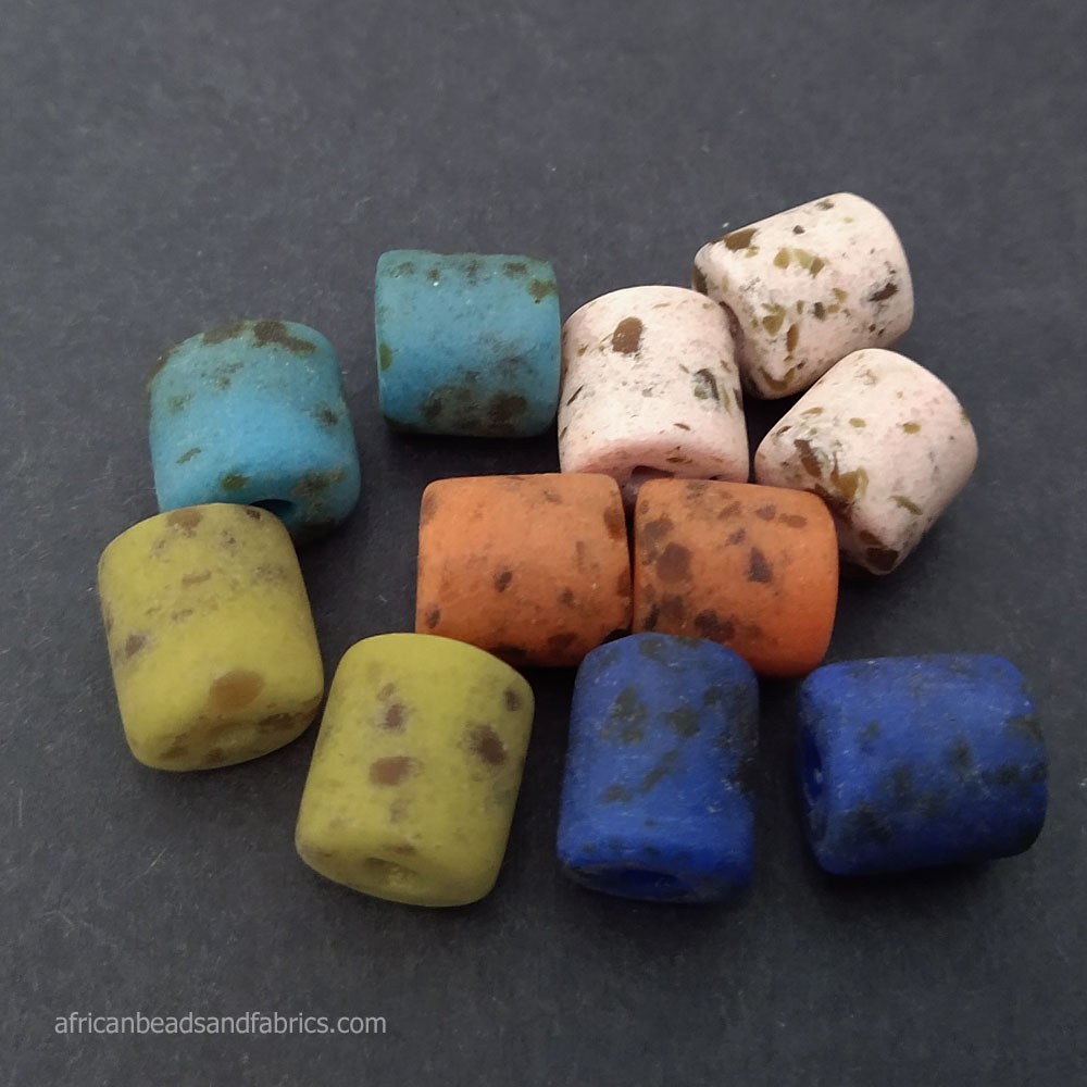 African Beads Chunky Krobo Ghana Recycled Glass Tubes Handmade