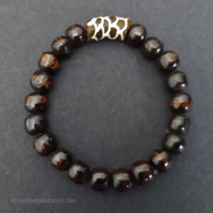 Mens Bracelet Dark Bone and Glass Bead 2 Mens Bracelet Dark Bone and Glass Bead 2