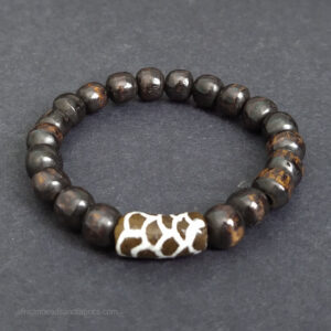 Mens Bracelet Dark Bone and Glass Bead Mens Bracelet Dark Bone and Glass Bead