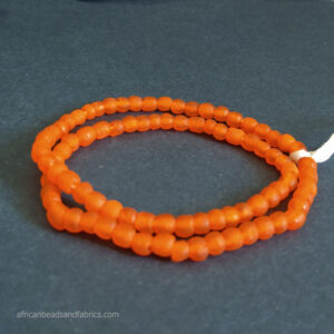 African Beads Ghana Krobo Recycled Glass orange 6 to 7mm round African Beads Ghana Krobo Recycled Glass orange 6 to 7mm round