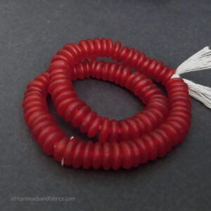 African-Doughnut-Recycled-Glass-Beads-Red