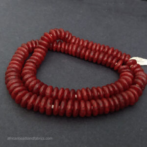 African Glass Beads Donuts Doughnuts Speckled Red 10 to 12mm