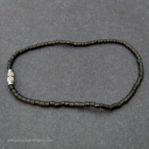 Black recycled glass bead anklet with clasp Black recycled glass bead anklet with clasp